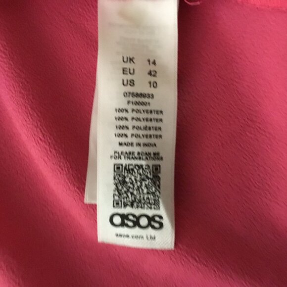 ASOS Colorblock Knot Front Blouse – Bold Red & Pink Statement Top Sz 10 - Picture 8 of 12